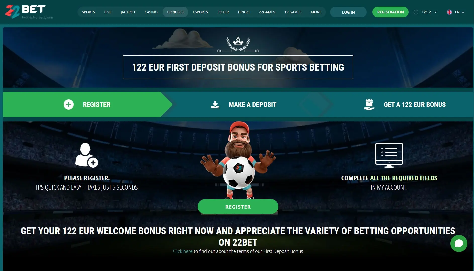 22Bet bonuses & promotions