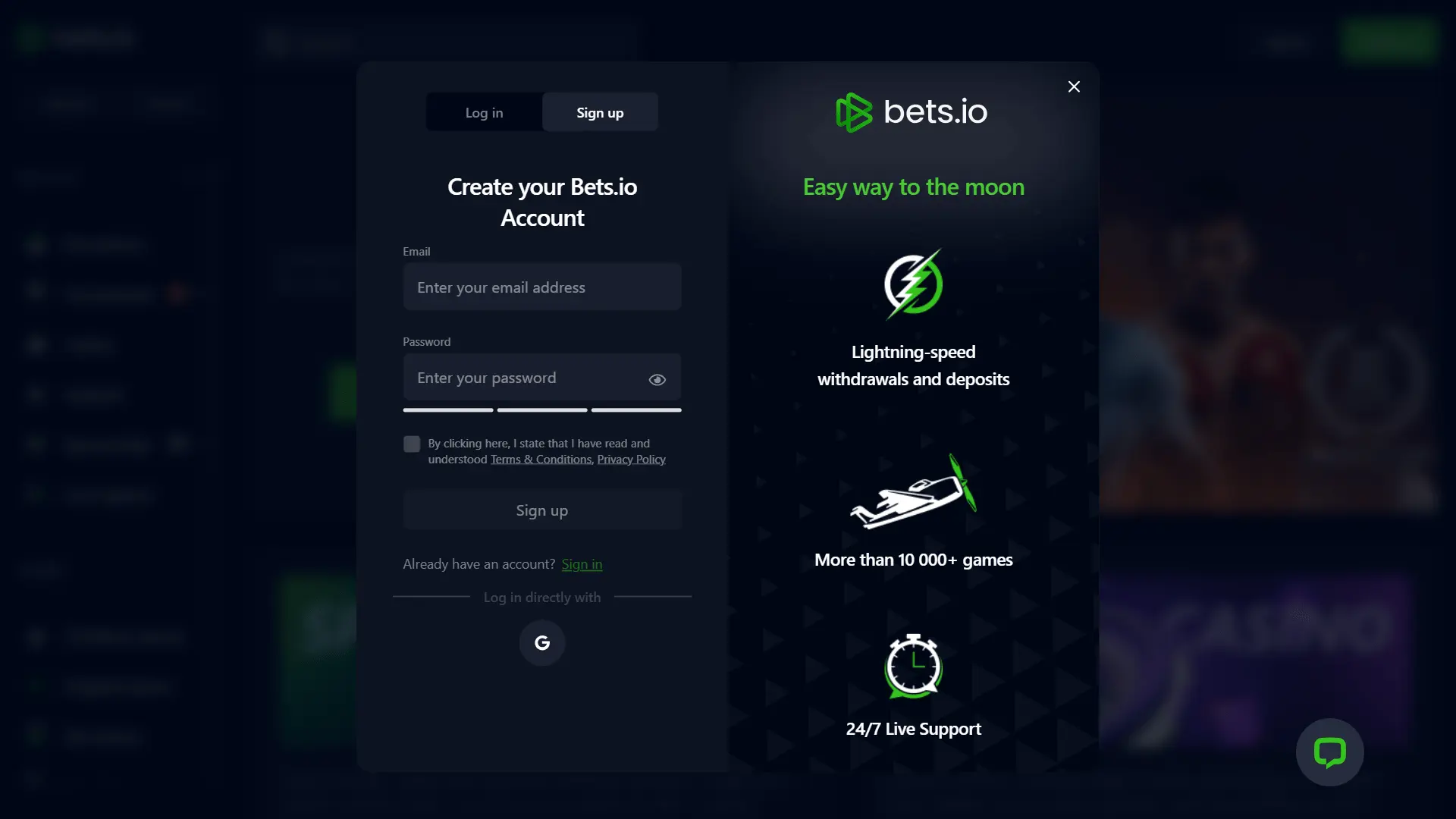 How to open an account at Bets.io