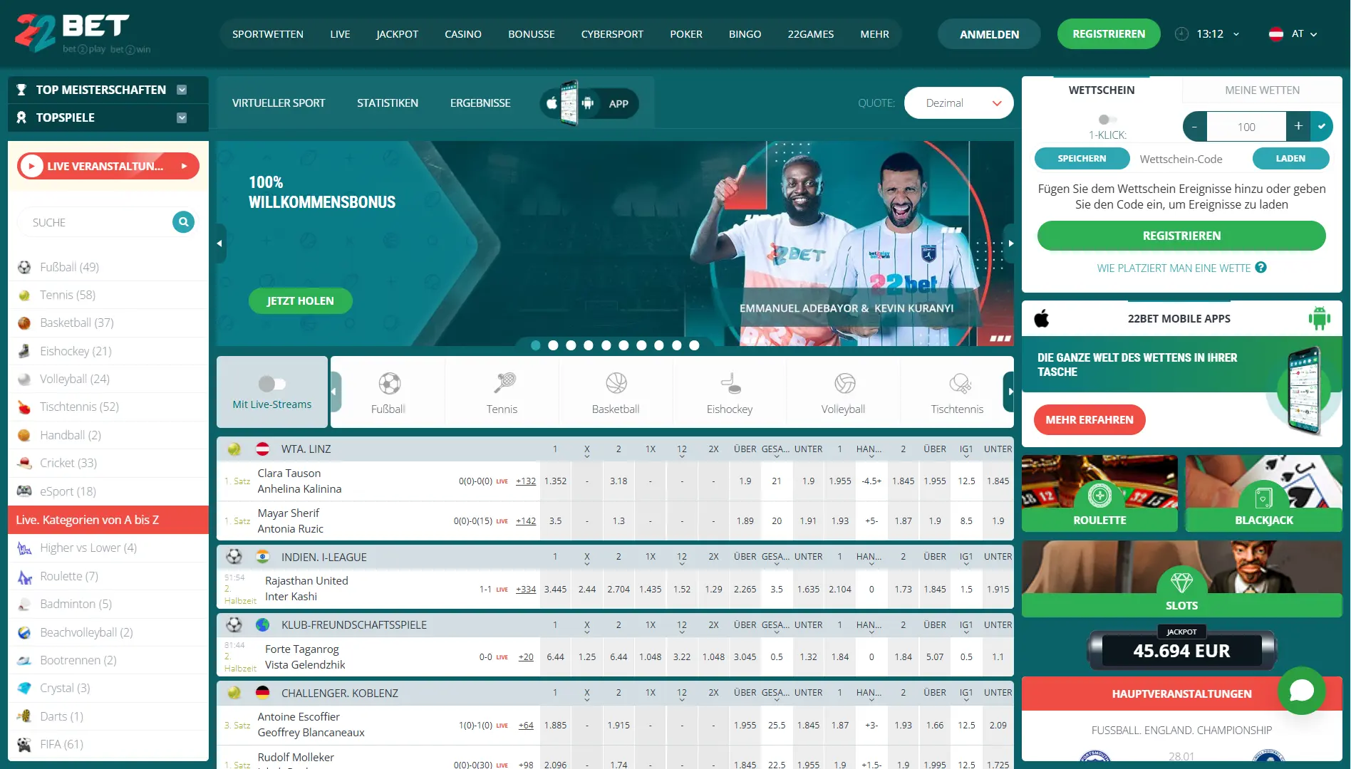 22Bet bookmaker review