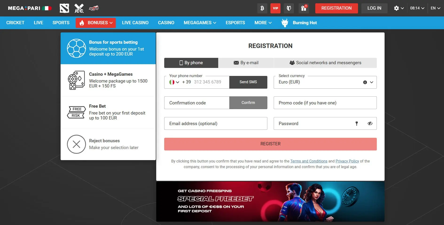 Megapari registration