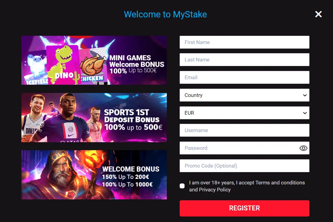 MyStake sportsbook user registration process
