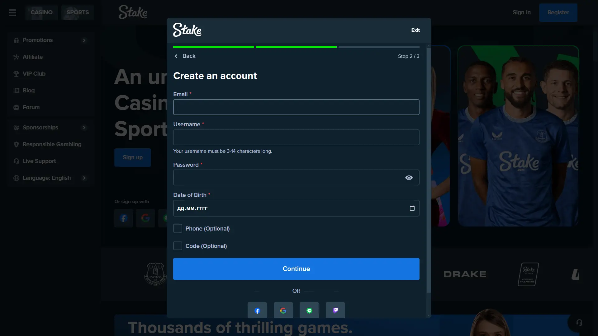 Stake registration process