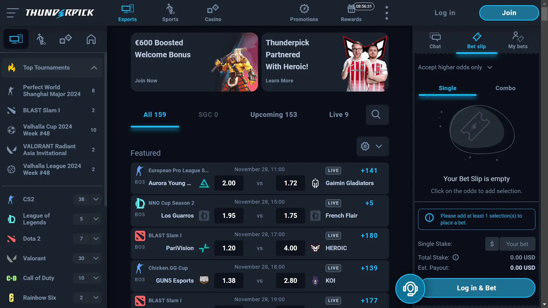 Thunderpick esportsbook bookmaker